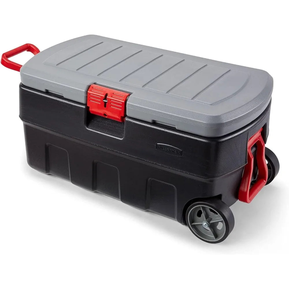 ActionPacker Lockable Plastic Storage Bin With Lid And Wheels