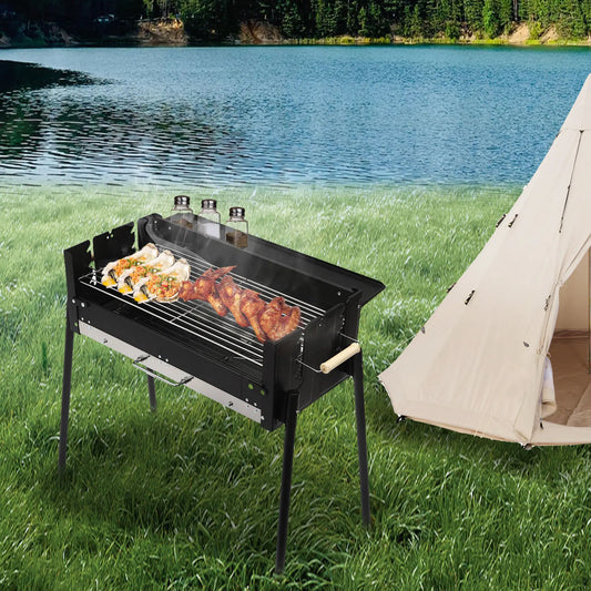 BymaocarCN Portable Charcoal Grill Freestanding With 3 Gear Height Adjustment