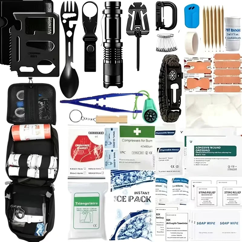 230Piece Multi Functional Tool Backpack Survival Kit With MOLLE Pouches