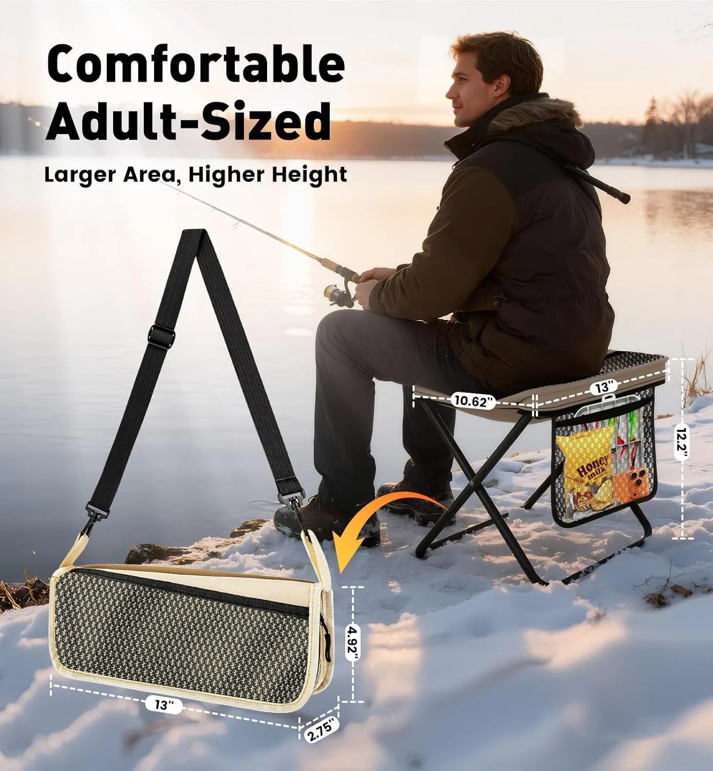 Unbranded Ultra Light Folding Camping Stool With Storage Pocket Portable