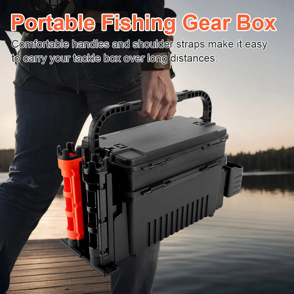 Portable Fishing Tackle Box 2 Tier Lure Hook Storage Case