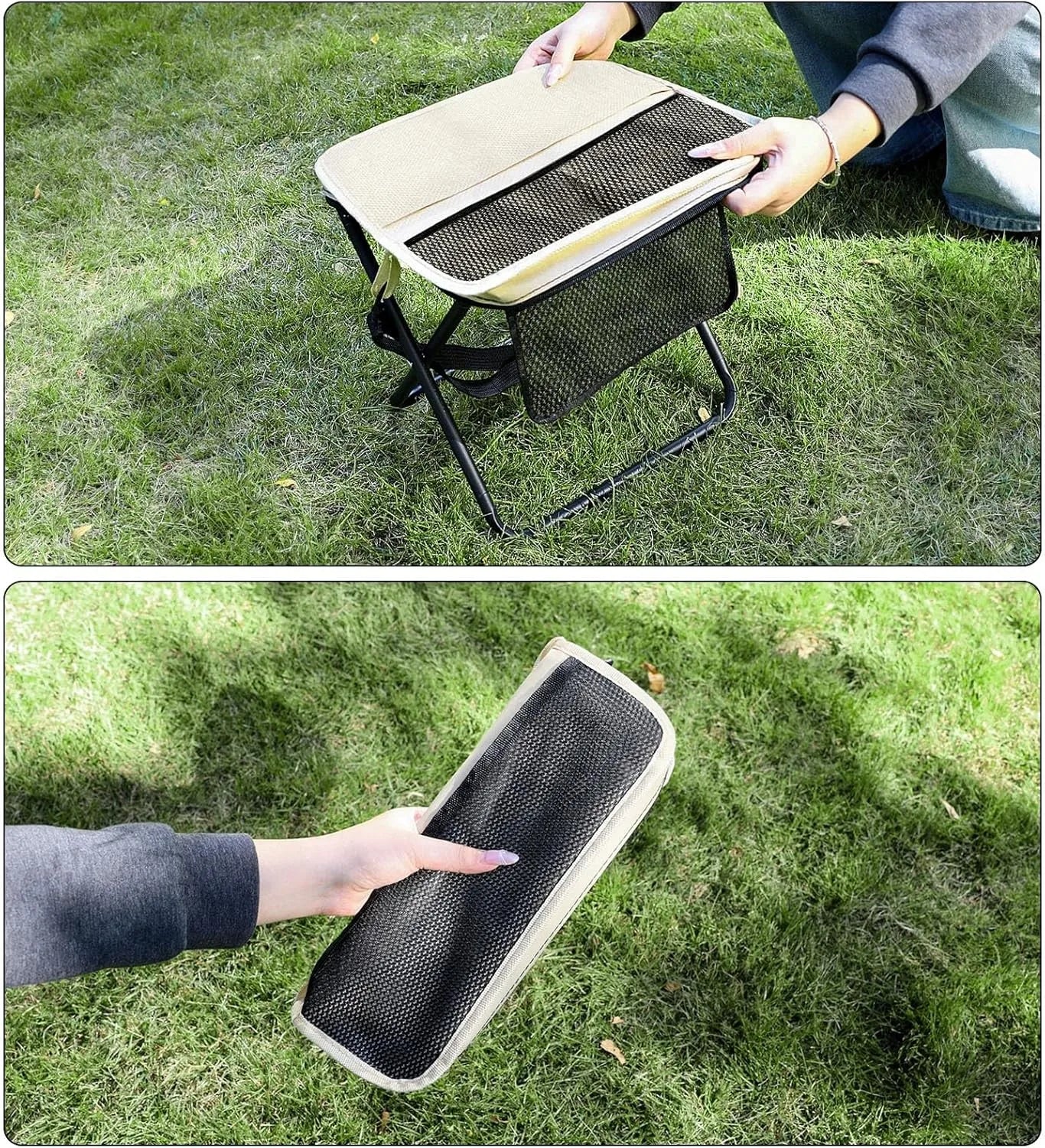 Unbranded Ultra Light Folding Camping Stool With Storage Pocket Portable