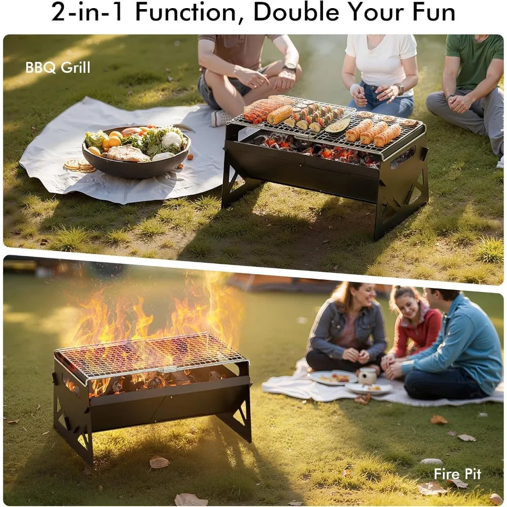 XIUWO Folding Portable Charcoal Grill With Carry Bag For Camping