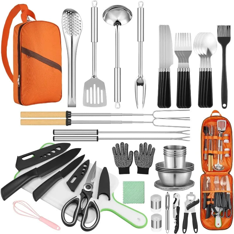 Camping Cooking Set Utensils for Camp Kitchen and Grilling