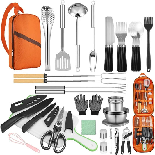 Camping Cooking Set Utensils for Camp Kitchen and Grilling