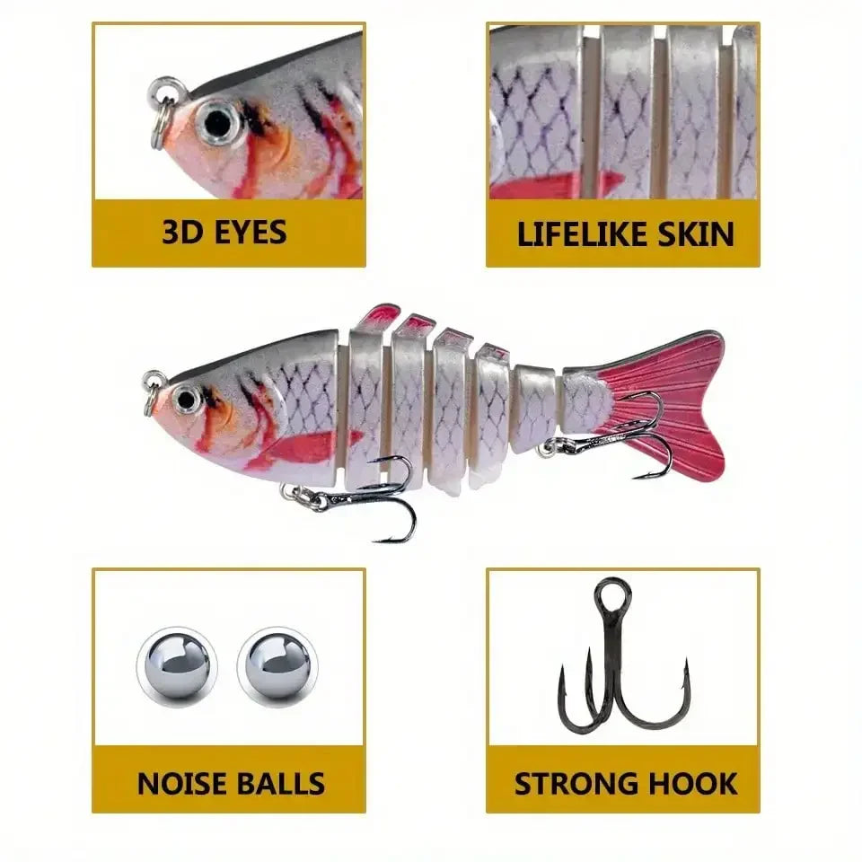 Five Piece Multi Jointed Swimbait Lures Set Seven Segment Style