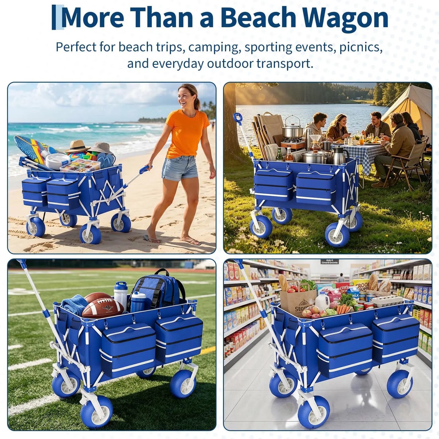 HiMISS Heavy Duty Beach Wagon Cart All Terrain Folding Utility Wagon