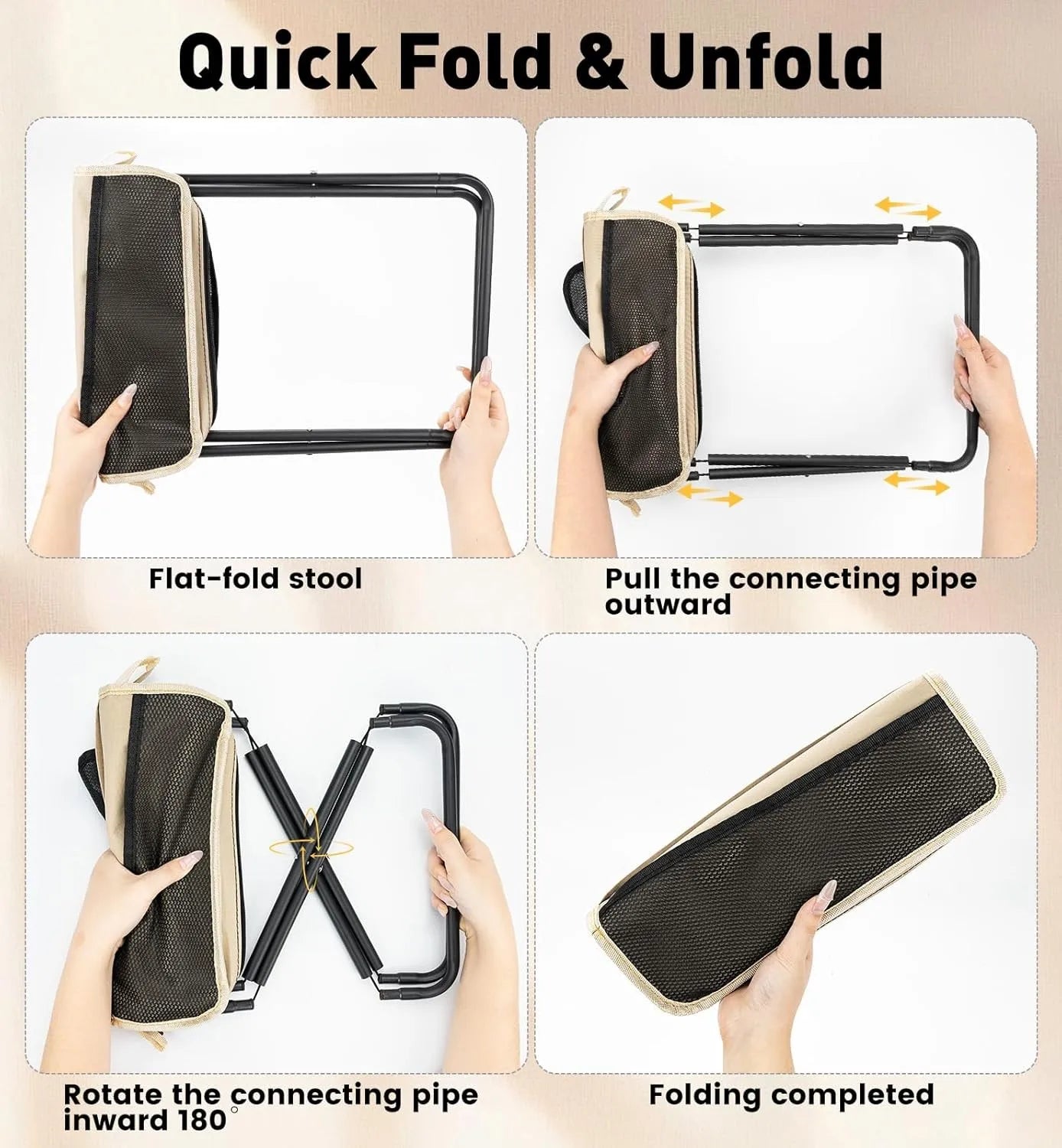 Unbranded Ultra Light Folding Camping Stool With Storage Pocket Portable