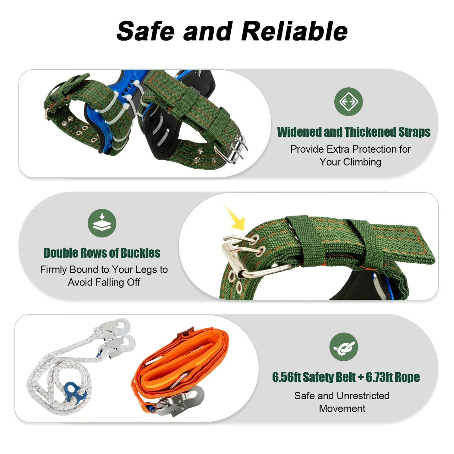 Tree Climbing Spikes Kit Arborist Harness 220 Pounds