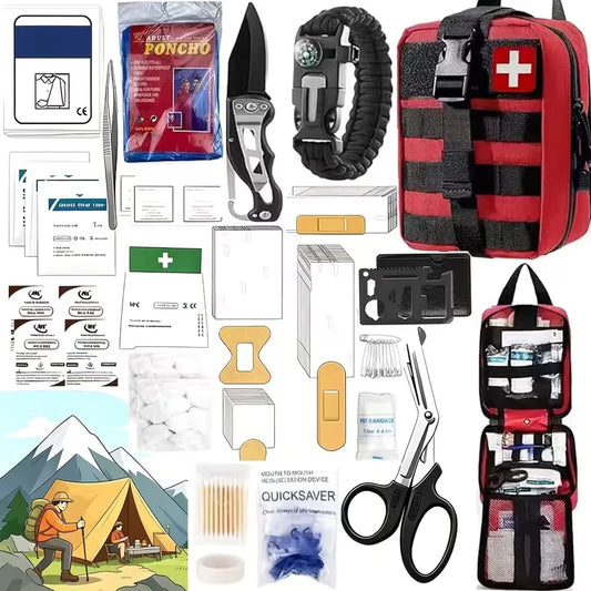 Multi-Functional Tool Backpack Survival Kit With MOLLE Pouches First Aid