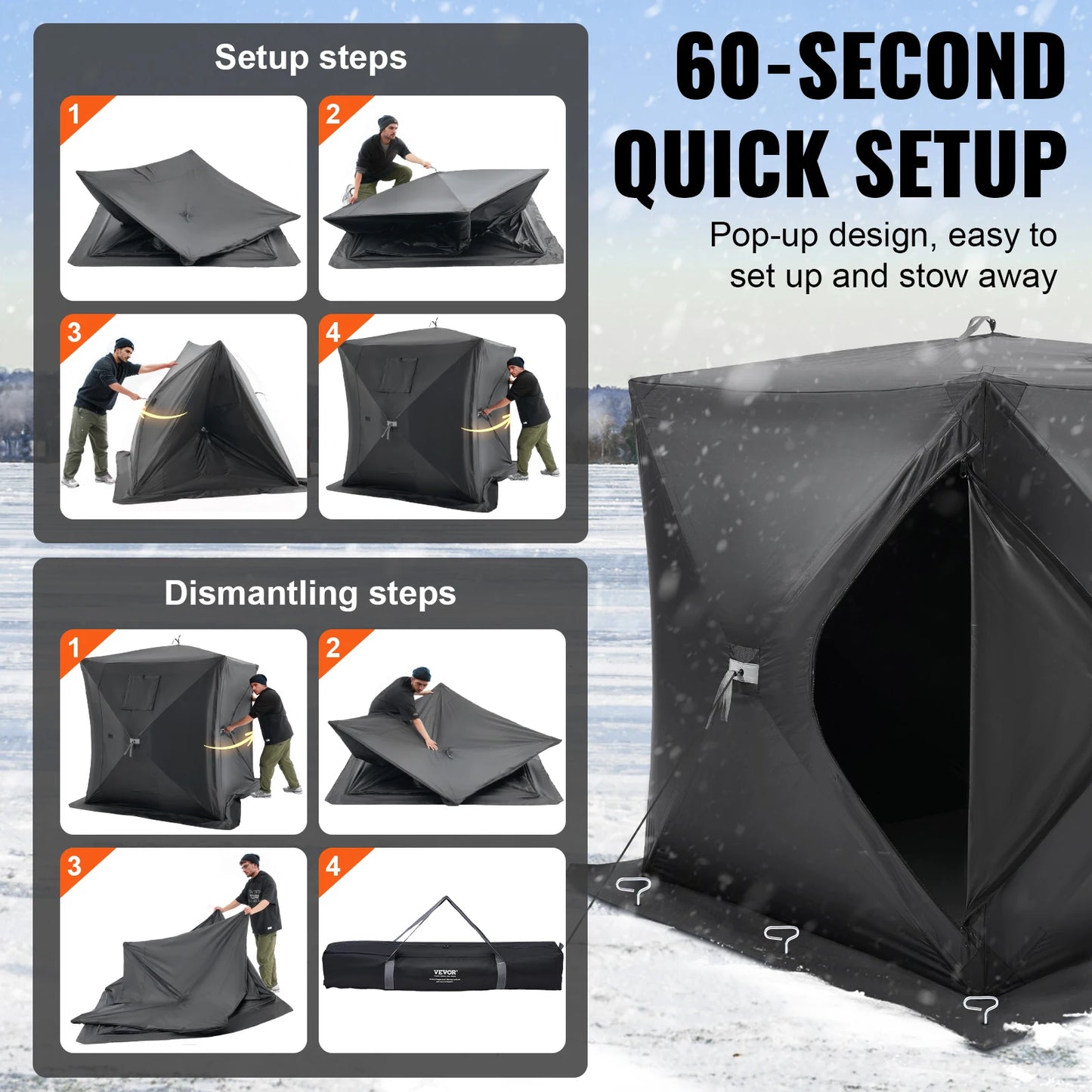 Portable Ice Shelter 1-2 Person Fishing Tent Ice Shanty Waterproof