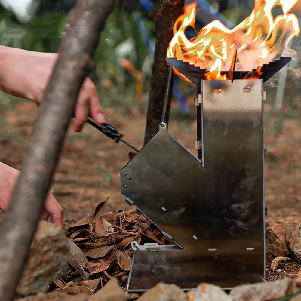 Stainless Steel BBQ Rocket Stove Portable Detachable Wood Burner