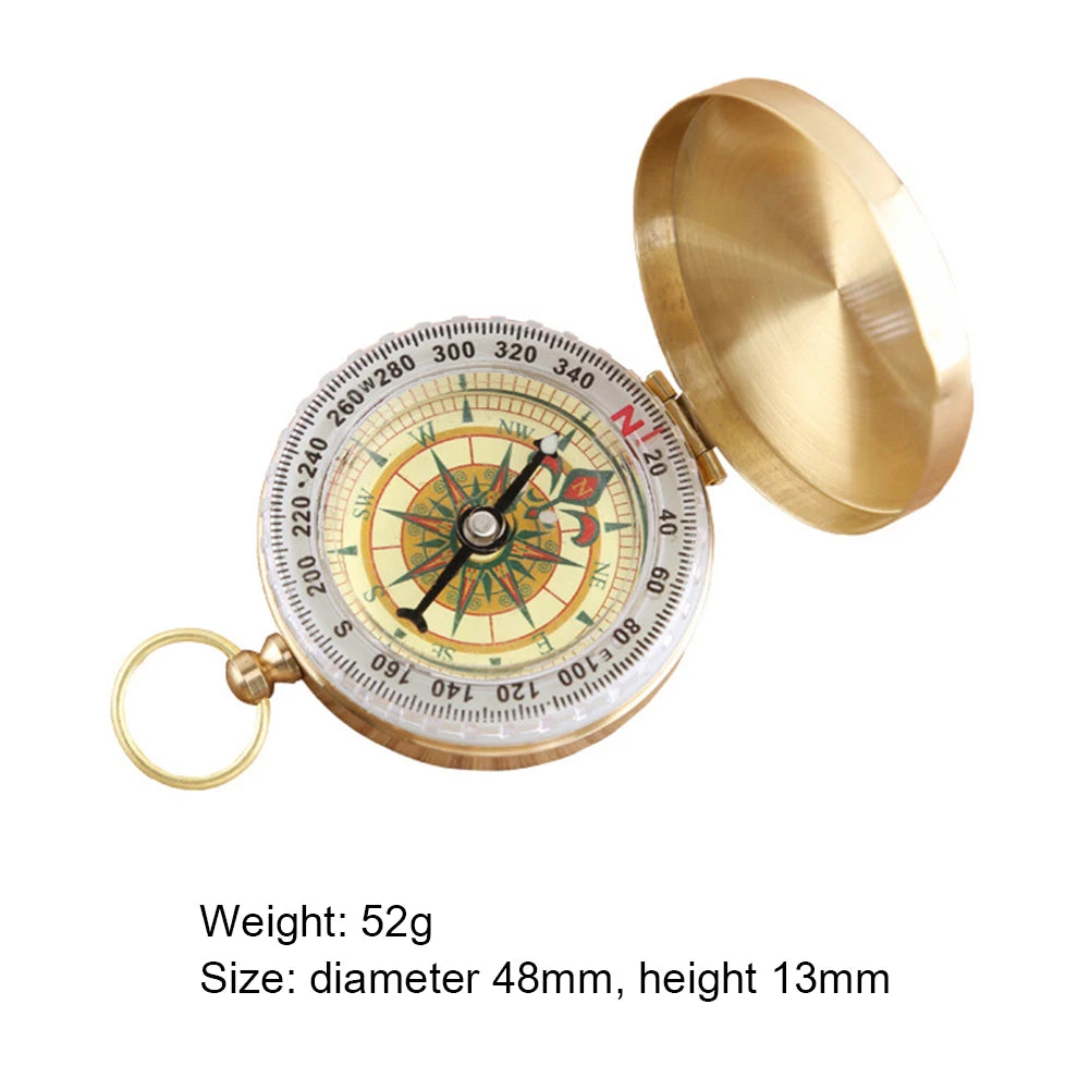 Brass Compass for Outdoor Camping and Hiking Retro Flip Navigation
