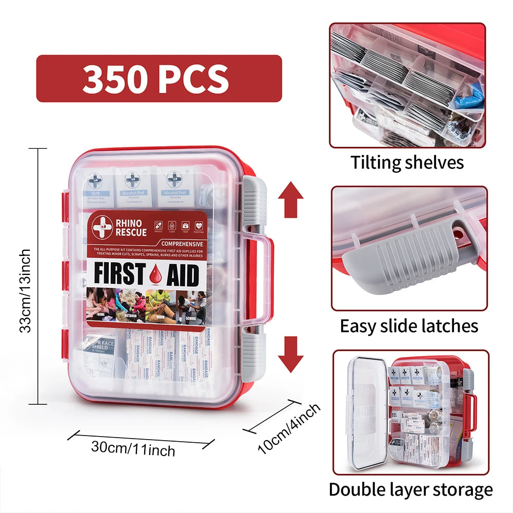 Rhino Rescue 350 Piece All Purpose First Aid Kit OSHA