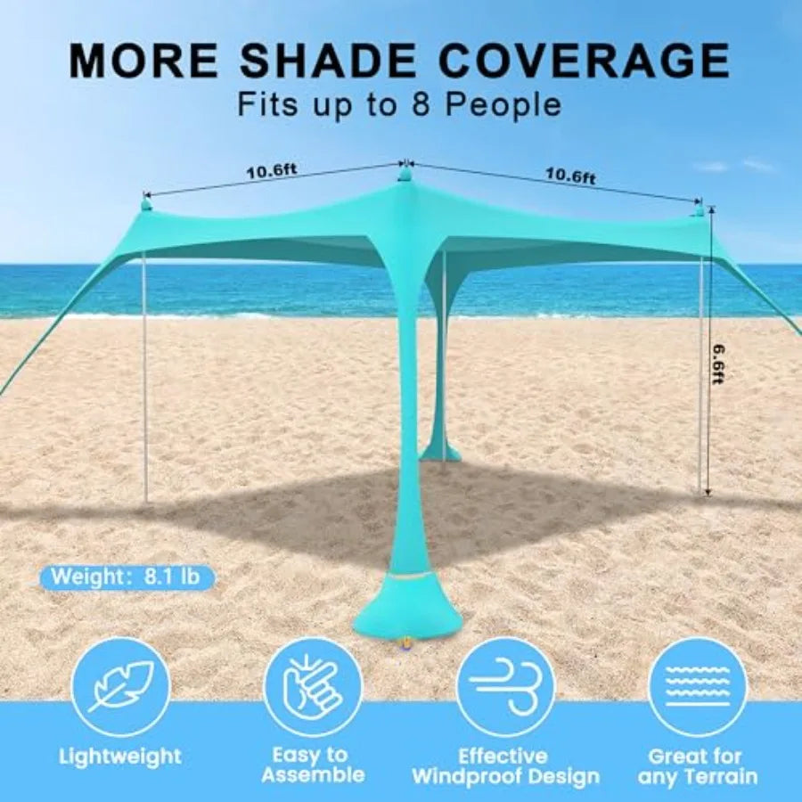 Beach Tent Sun Shelter UPF50 Plus Setup Outdoor Shade Canopy
