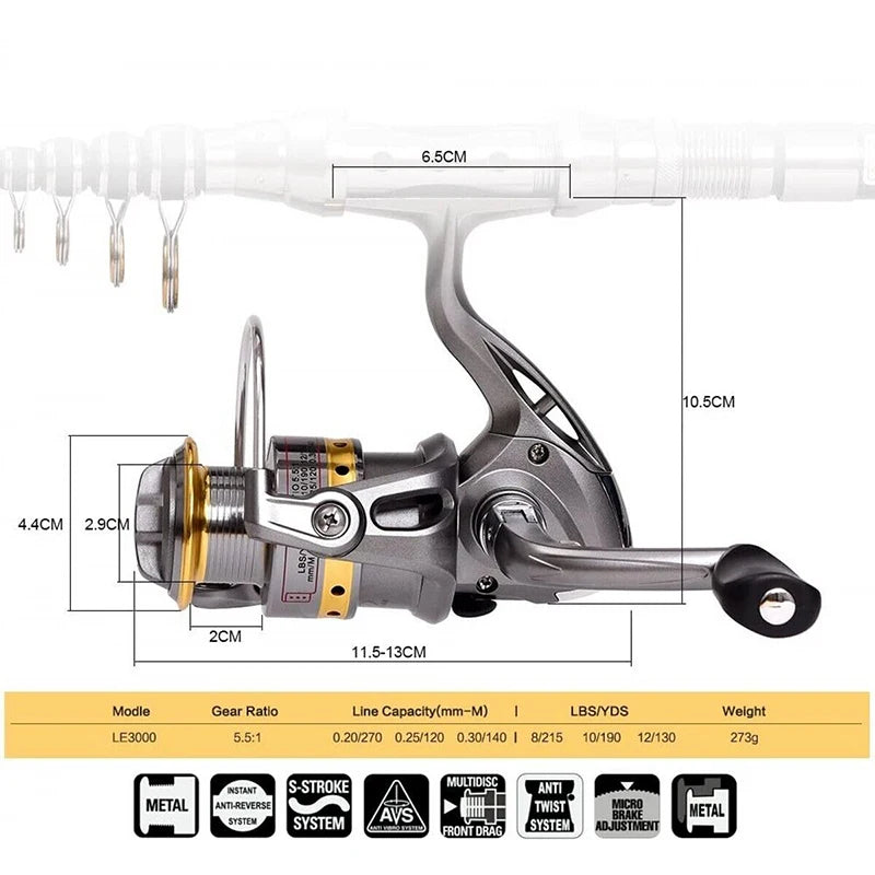 Carbon Fiber Telescopic Fishing Rod And Reel Combo Ultralight