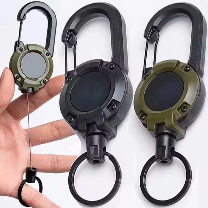 Retractable Heavy Duty Carabiner Key Ring With Steel Wire Rope