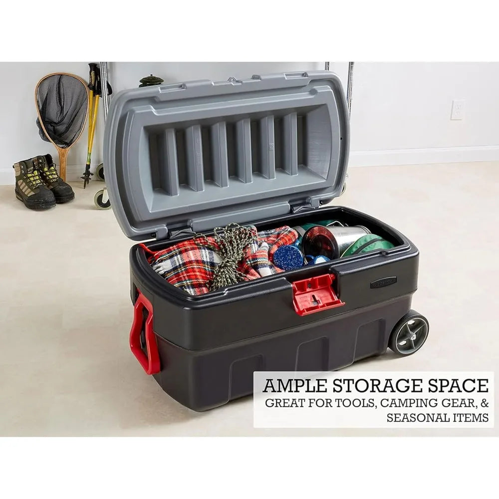 ActionPacker Lockable Plastic Storage Bin With Lid And Wheels