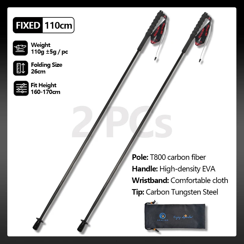 OKHEALING Ultralight Carbon Fiber Trekking Poles For Hiking