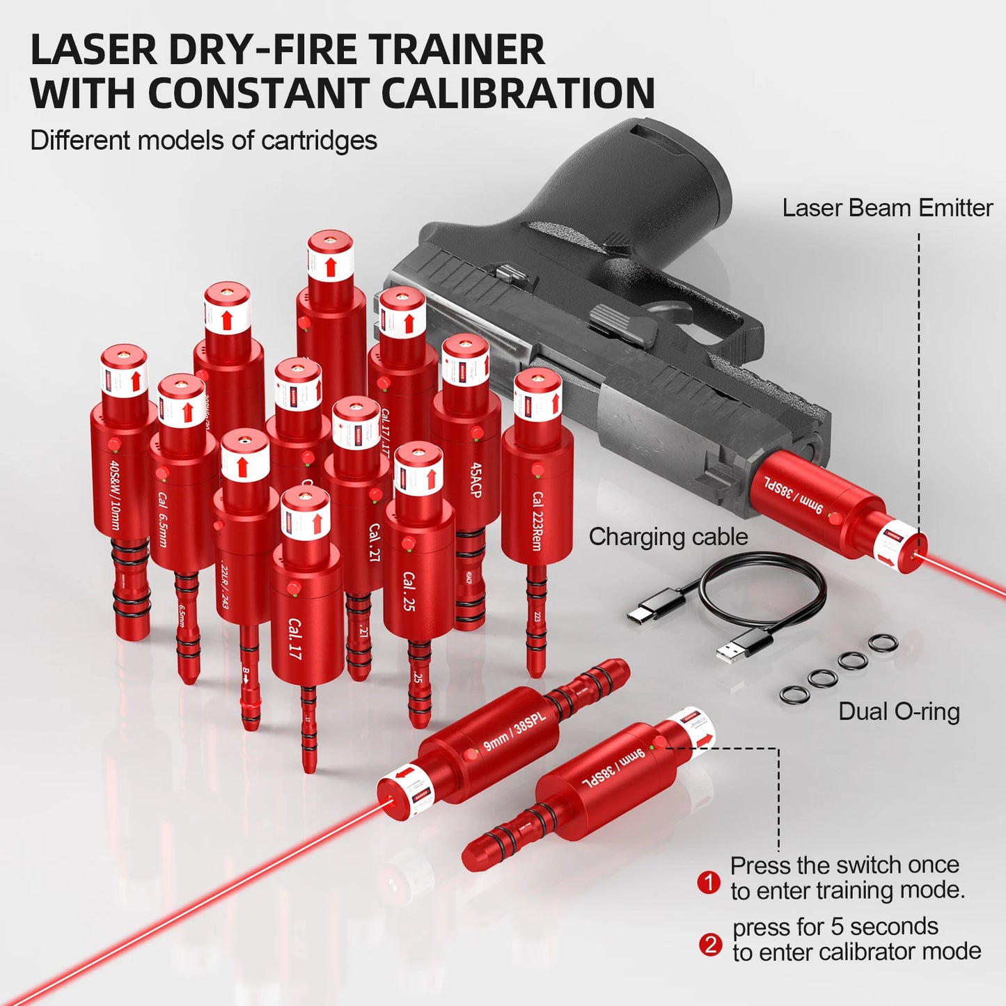 Dual Purpose 9mm 38SPL Laser Trainer With Smart Feedback Rechargeable