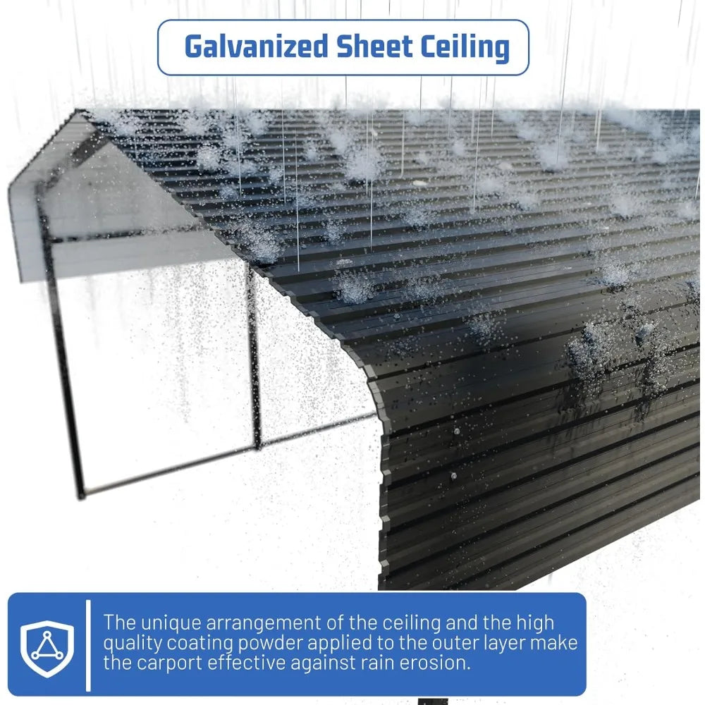 Metal Carport Heavy Duty Canopy With Galvanized Steel Roof Shelter