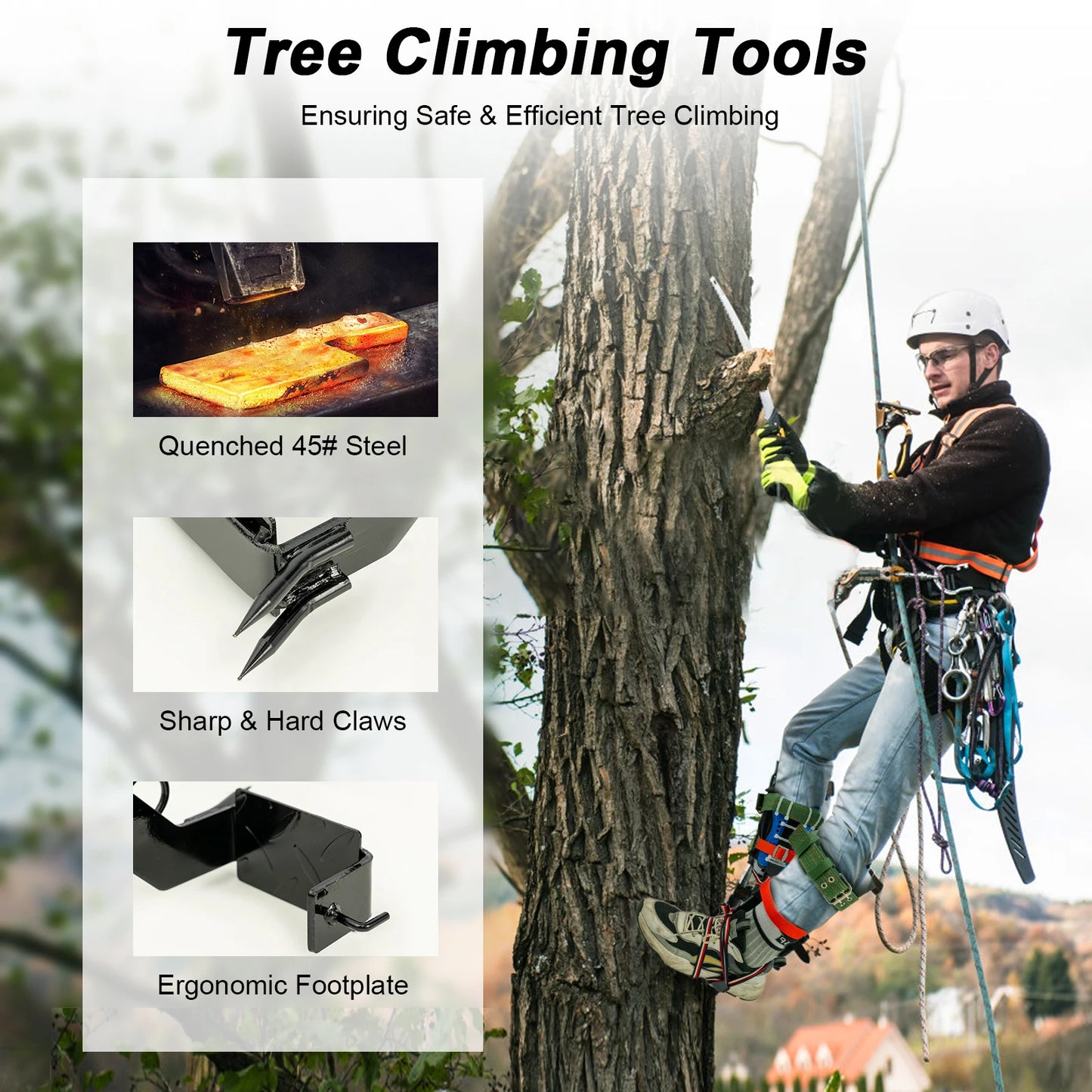 Tree Climbing Spikes Kit Arborist Harness 220 Pounds