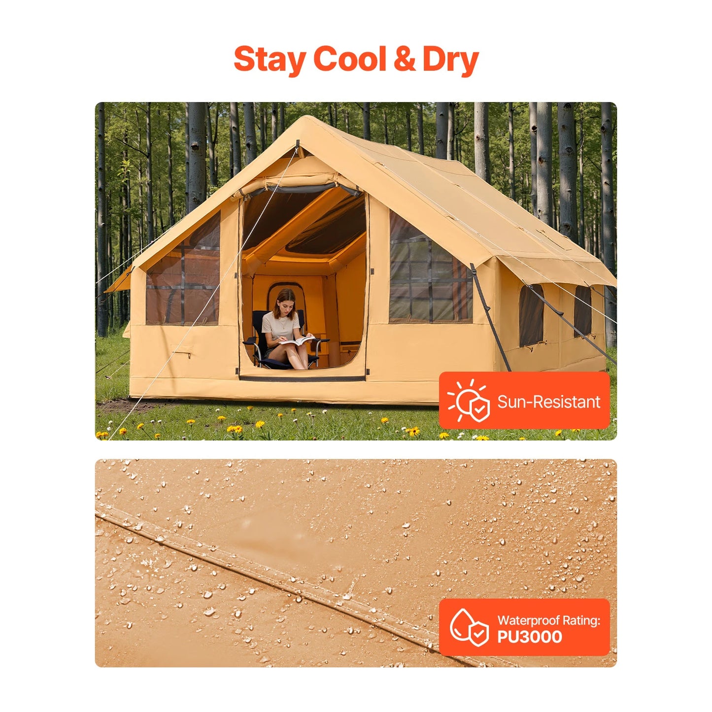 SucceBuy Inflatable Camping Tent With Skylights And Mesh Windows