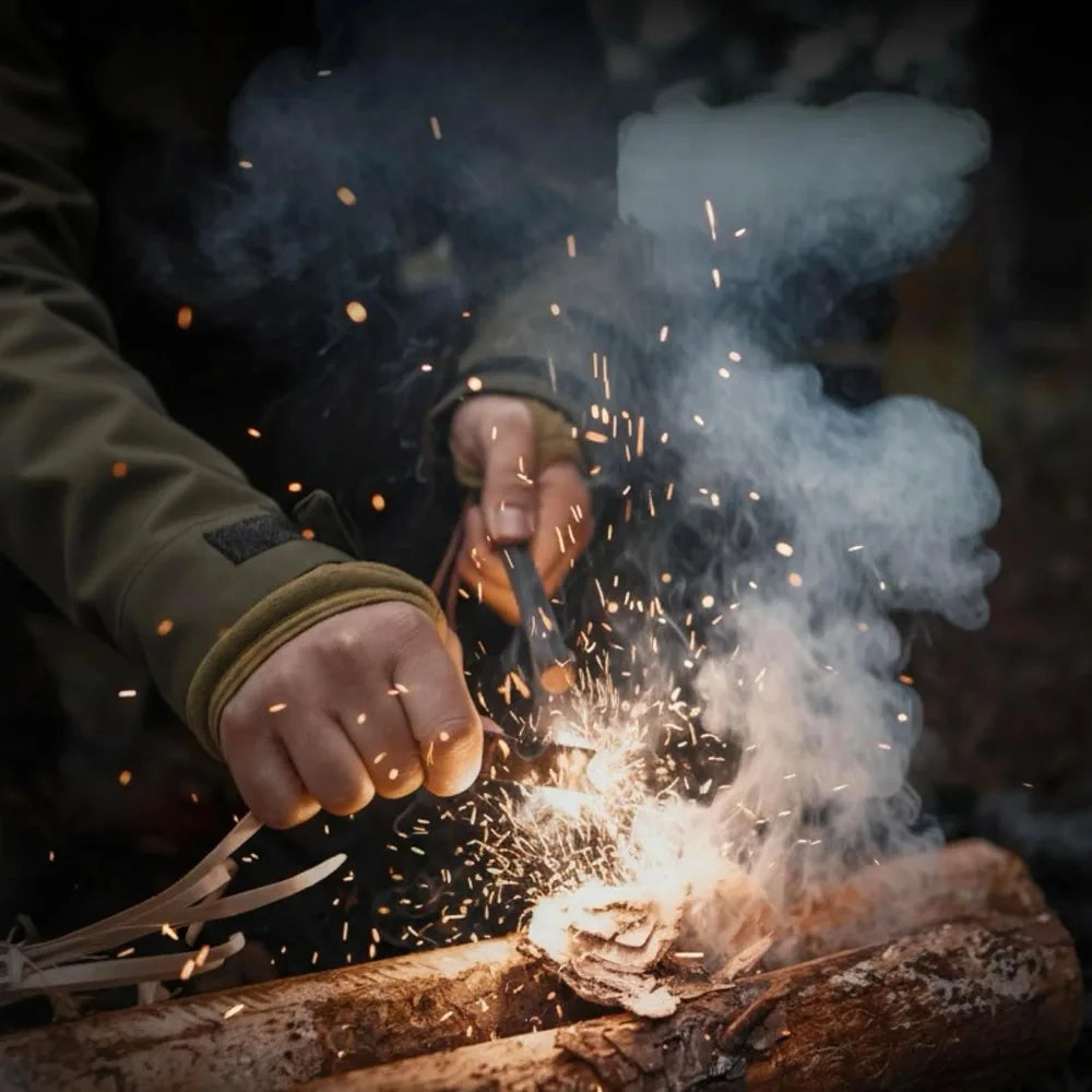 Iron Magnesium Fire Starter Kit With Waterproof Survival Sickle
