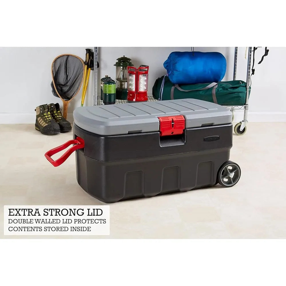 ActionPacker Lockable Plastic Storage Bin With Lid And Wheels