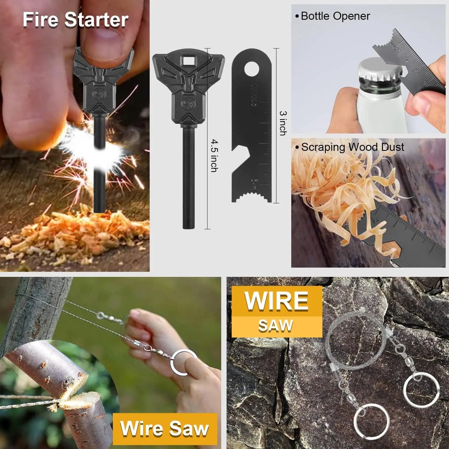 19-in-1 Survival Kit for Men with Compass and Whistle
