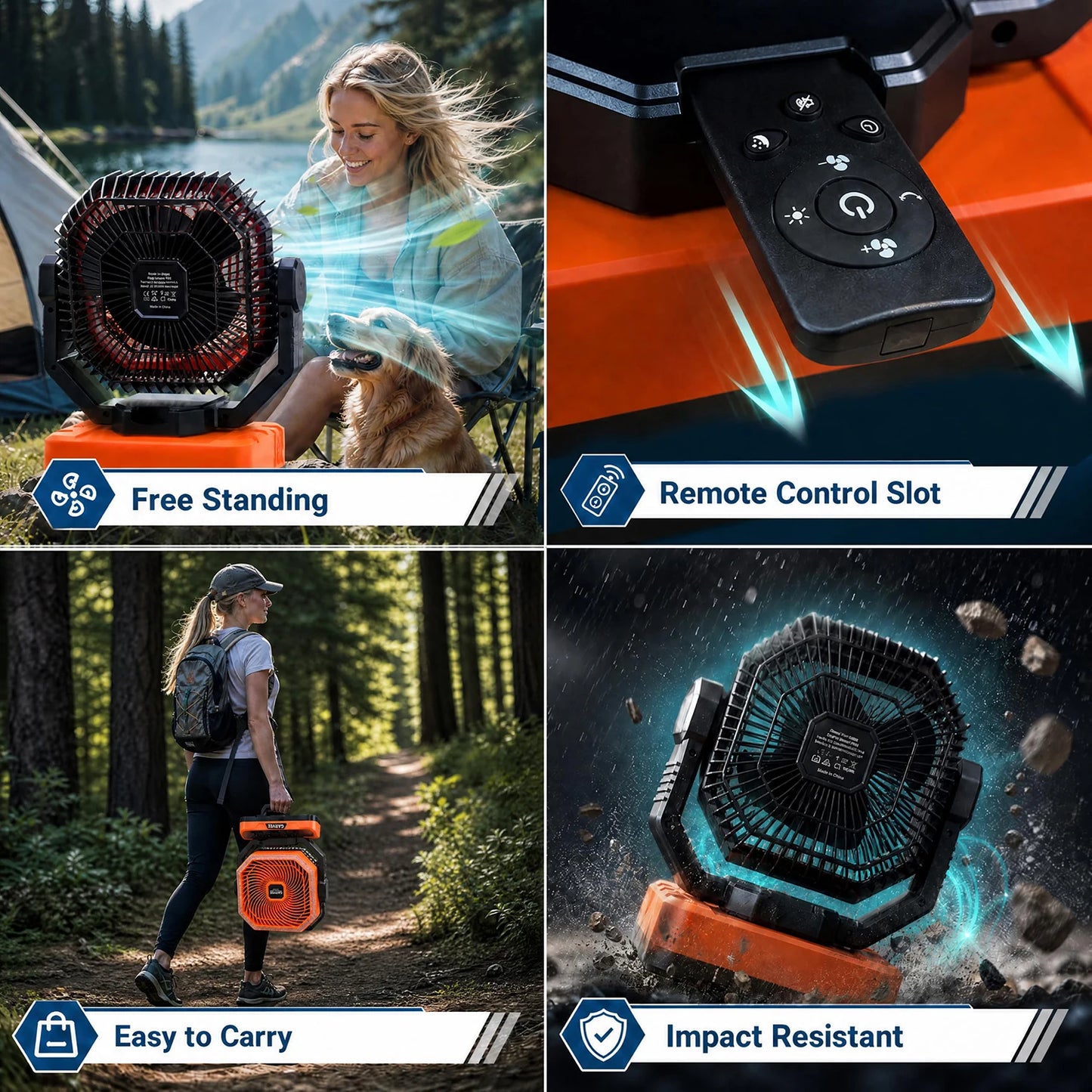 HiMISS Portable Camping Fan 40000mAh Remote LED Light 5 Speeds