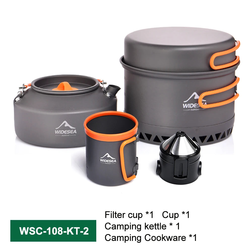 Widesea Outdoor Camping Cookware Set Pots Kettle Coffee Cup Utensils