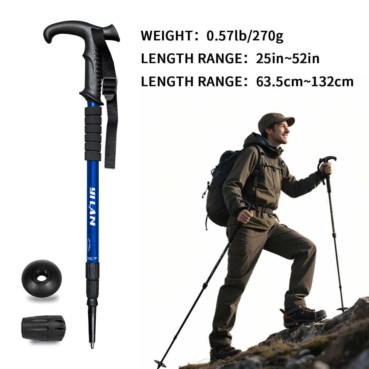 Ultralight Aluminum Hiking Poles With Shock Absorber And Quick Locking
