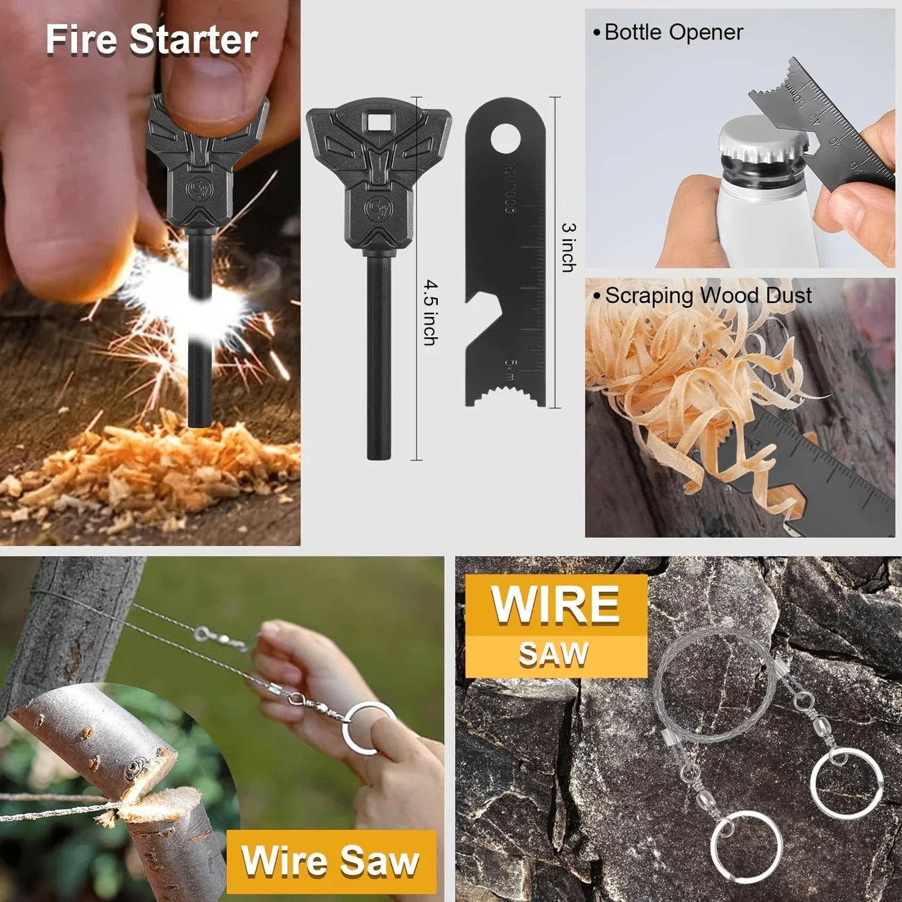 258 Piece Survival and Outdoor Gear Set With Fire Starters and Tools