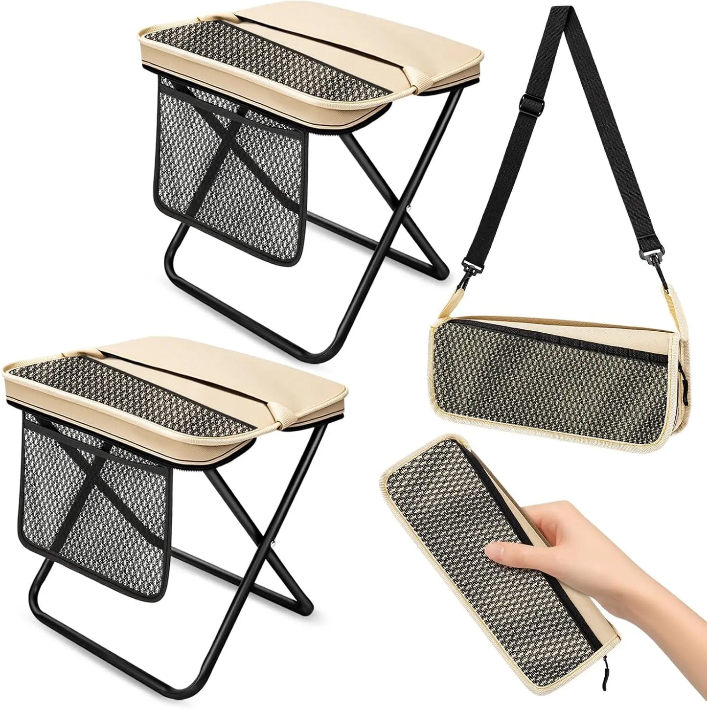 Unbranded Ultra Light Folding Camping Stool With Storage Pocket Portable