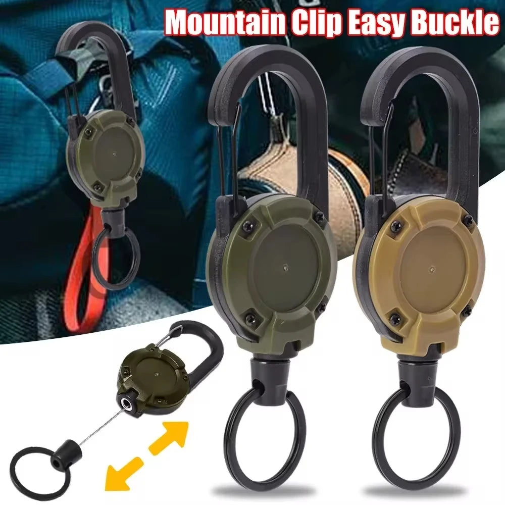 Retractable Heavy Duty Carabiner Key Ring With Steel Wire Rope