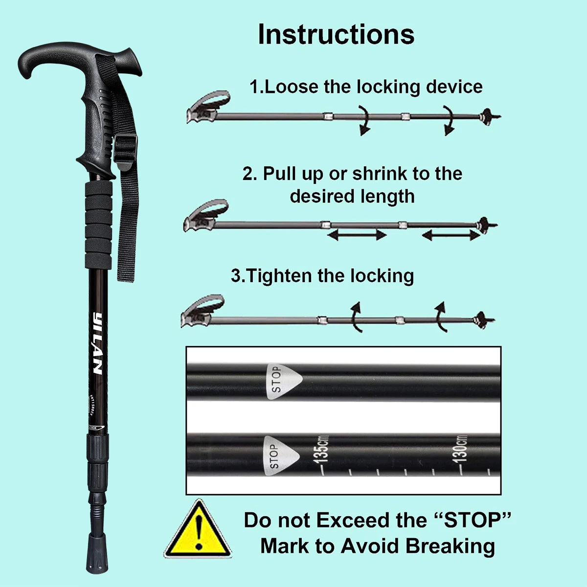 Ultralight Aluminum Hiking Poles With Shock Absorber And Quick Locking