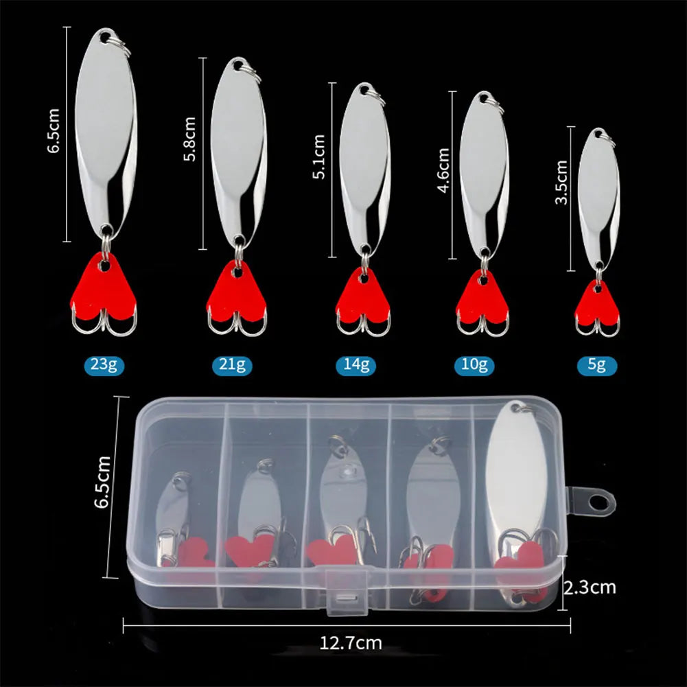 5Pc Metal Jig Spoon Spinner Lure Set For Bass Pike