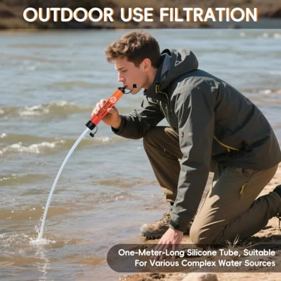 OLOEYCN Emergency Water Filter Straws for Hiking and Outdoor Survival