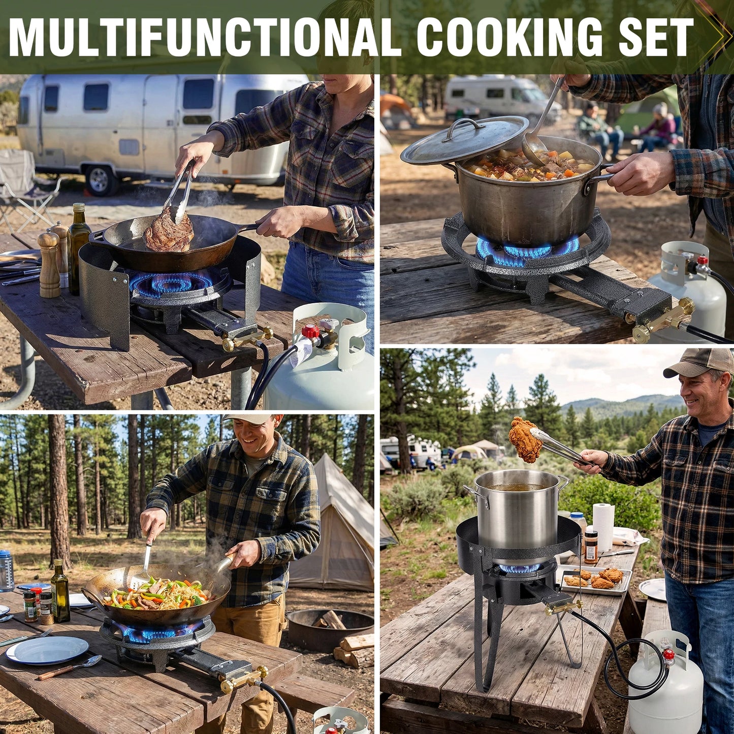 90,000 BTU Propane Wok Burner Outdoor Heavy Duty Cast Iron